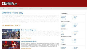Page d'accueil du site : MMORPG free to play