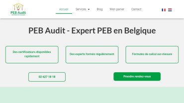 Page d'accueil du site : PEB Audit