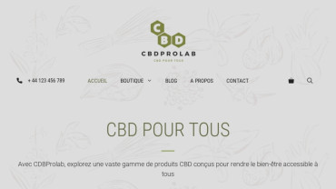 Page d'accueil du site : CbdProlab