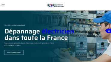 Page d'accueil du site : SOS Electricien
