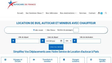 Page d'accueil du site : Autocars de France