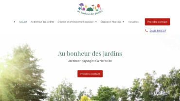 Page d'accueil du site : Au Bonheur des Jardins