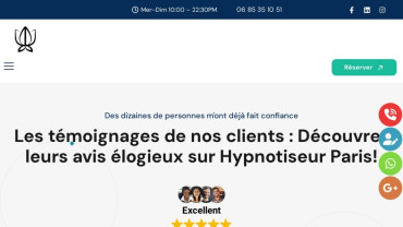 Page d'accueil du site : Hypnotiseur Paris