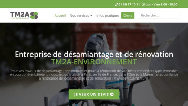 Page d'accueil du site : TM2A Environnement