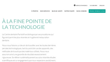 Page d'accueil du site : Centre Dentaires Parisloft
