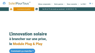 Page d'accueil du site : Soleil Pour Tous