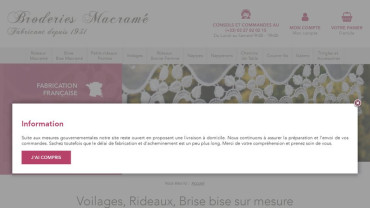 Page d'accueil du site : Véritable Macramé