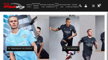 Page d'accueil du site : Football Shop