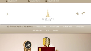 Page d'accueil du site : Dubai boutique
