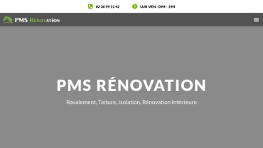 Page d'accueil du site : PMS Rénovation