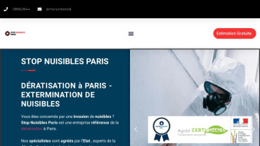 Page d'accueil du site : Stop Nuisibles Paris