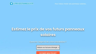 Page d'accueil du site : Leprixdespanneaux.fr