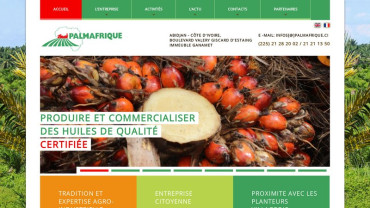 Page d'accueil du site : Palmafrique