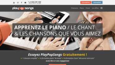 Page d'accueil du site : Play pop songs