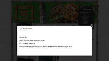 Page d'accueil du site : Pizzeria Maxpizz