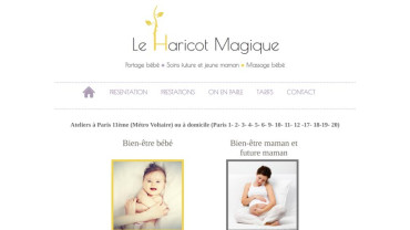 Page d'accueil du site : Le Haricot Magique