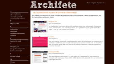 Page d'accueil du site : Archifête