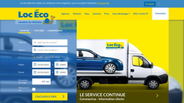 Page d'accueil du site : Loc Eco