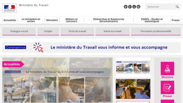 Page d'accueil du site : Ministère du travail et de l'emploi