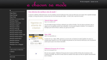 Page d'accueil du site : A chacun sa mode
