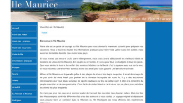 Page d'accueil du site : Ile Maurice