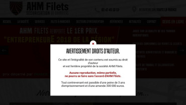 Page d'accueil du site : AHM Filets