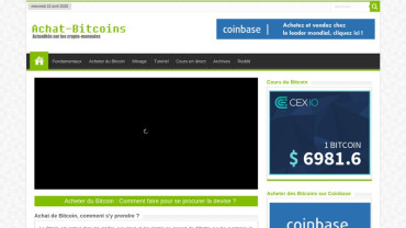 Page d'accueil du site : Achat Bitcoins