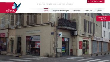 Page d'accueil du site : Pompes funèbres Vaucluse