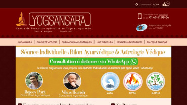 Page d'accueil du site : Yogsansara