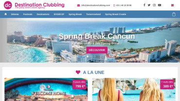 Page d'accueil du site : Destination Clubbing