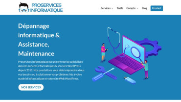 Page d'accueil du site : Proservices-informatique