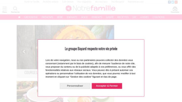 Page d'accueil du site : Cuisine Notre Famille