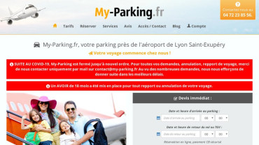 Page d'accueil du site : My Parking