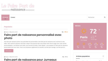 Page d'accueil du site : Le Faire Part Naissance