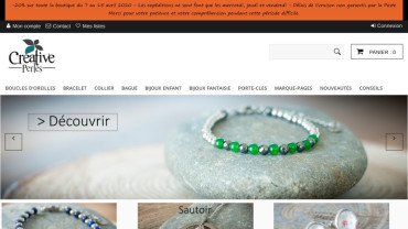 Page d'accueil du site : Créative Perles