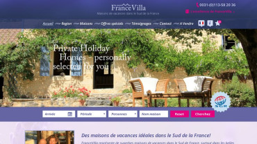 Page d'accueil du site : France Villa