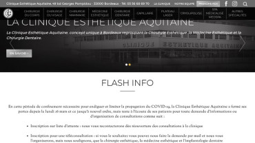 Page d'accueil du site : Clinique Esthétique Aquitaine
