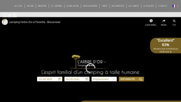 Page d'accueil du site : Camping l'Arbre d'Or
