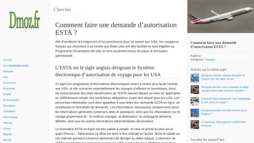 Page d'accueil du site : Formulaire Esta France