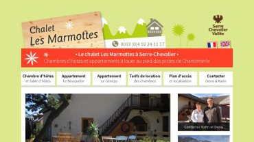 Page d'accueil du site : Chalet les Marmottes 