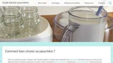 Page d'accueil du site : Ma Yaourtière