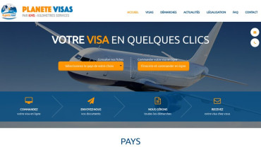 Page d'accueil du site : Planête Visas