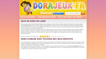 Page d'accueil du site : Dora Jeux