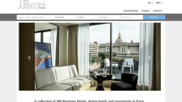 Page d'accueil du site : My Boutique Hotel Paris
