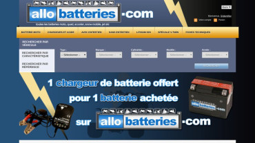 Page d'accueil du site : Allo Batteries