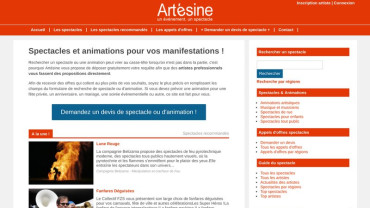 Page d'accueil du site : Artésine