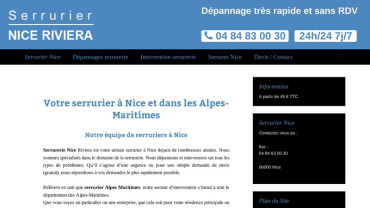 Page d'accueil du site : Serrurier Riviera à Nice
