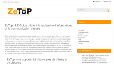 Page d'accueil du site : Annuaire Web Zetop