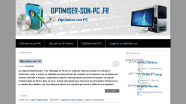 Page d'accueil du site : Optimiser son PC