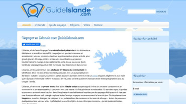 Page d'accueil du site : Guide Islande